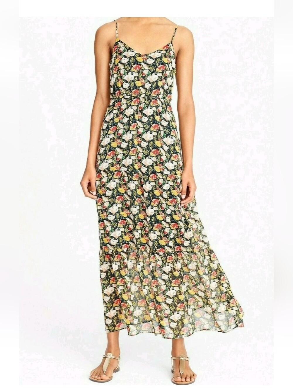 J. Crew Floral Maxi Dress 10 Tiered Boho Summer Flowy Casual Poppy Cottage